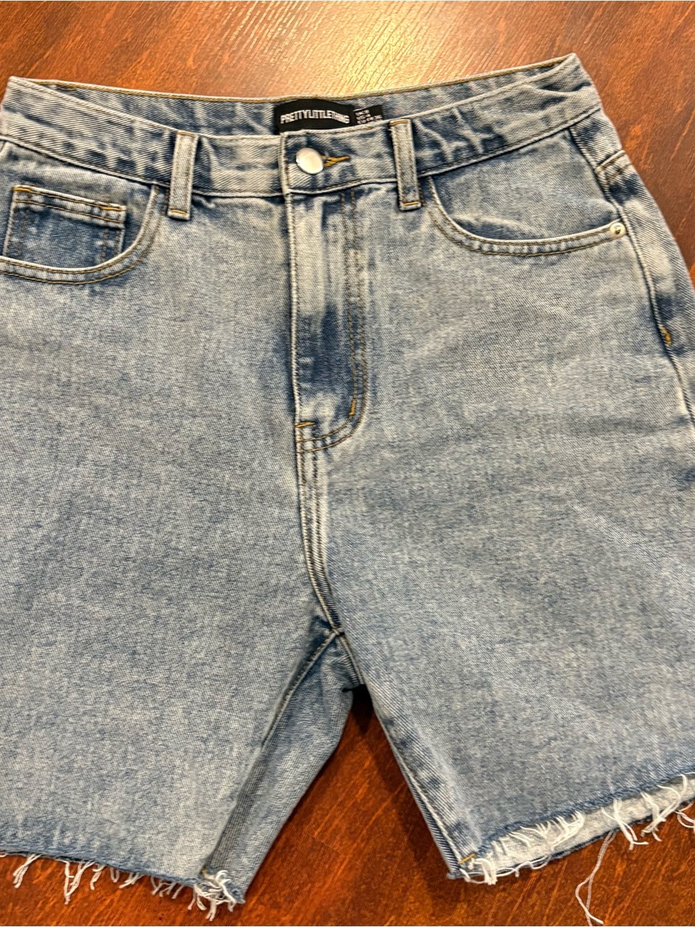 PrettyLittleThing Light Blue Frayed Hem Denim Shorts